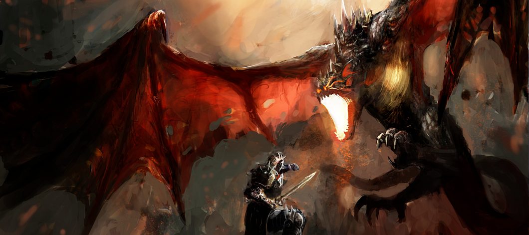 Fantasy Scene Knight Fighting Dragon By Fotokostic Via Shutterstock