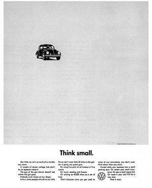 Thionk small. Den mest kända annonsen i VW berömda reklamkampanj.