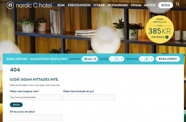 Nordic C Hotels 404-sida