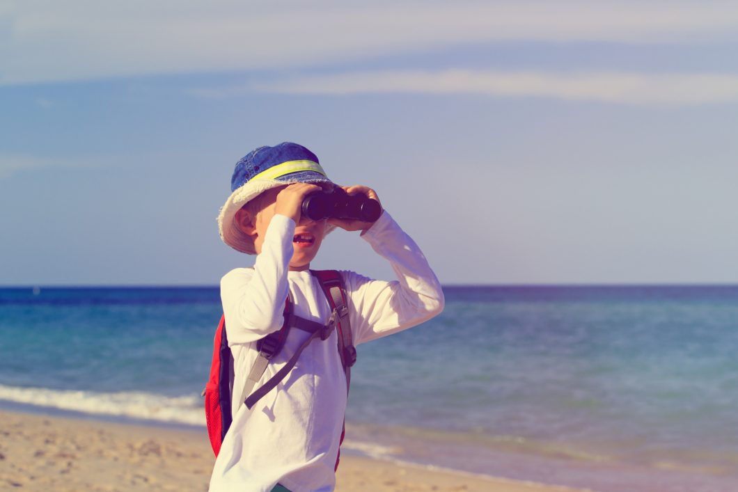 Little Boy Travel On Beach, Family Beach Travel