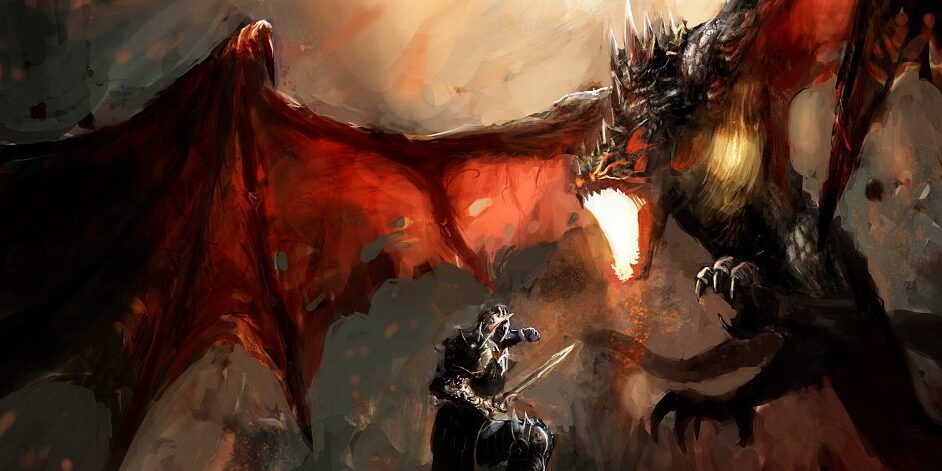 Fantasy Scene Knight Fighting Dragon By Fotokostic Via Shutterstock